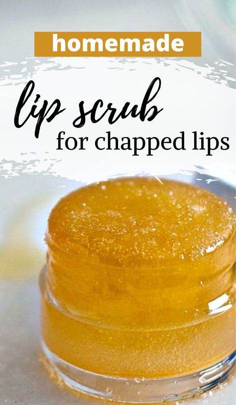 Lip Scrub Diy Recipes, Sugar Lip Scrub Diy, Chapped Lips Remedy, Homemade Lip Scrub, Honey Lip Scrub, Diy Lip Scrub, Natural Lip Scrub, Diy Sugar Scrub Recipe, Diy Honey