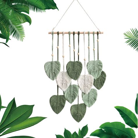 PRICES MAY VARY. 【Decorate】This macrame wall hanging with fresh and offbeat color palette,boho room decor is featured,beautiful,elegant macrame wall decor that can invite that warm,natural,cozy feel into a living room,bedroom. 【Quality Material】Wall hanging leaf woven tapestry is made of polyester with nice handmade workmanship,careful and delicate,designed with wooden pole for hanging,the hanging dimensions are:31.5inch x 15.7inch boho garland macrame wall art can bring high-quality texture. 【W Leaf Wall Hanging, Macrame Wall Decor, Handmade Yarn, Bohemian Tapestry, Leaf Wall, Boho Macrame, Boho Room, Leaf Wall Art, Boho Dekor