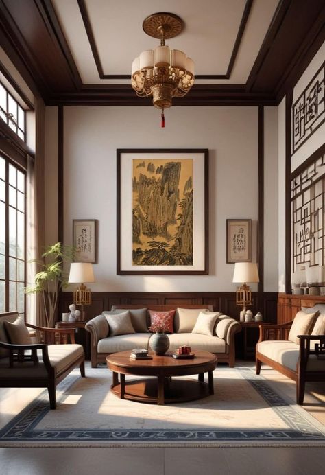 Asian Antiques Decor, Chinese Art Deco Interior, Chinese Inspired Decor, Modern Chinese Home Decor, Pichwai Interiors, Chinese Home Aesthetic, Chinese Style Room, Asian Home Aesthetic, Chinese Design Interior