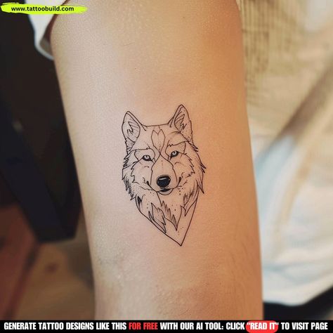 Women Wolf Tattoo Design, His And Her Wolf Tattoos, Fine Line Wolf Tattoo, Minimalist Wolf Tattoo, Wolf Tattoo Sketch, Wolf Tattoo For Women, Wolf Eye Tattoo, Wolf Face Tattoo, Watercolor Wolf Tattoo