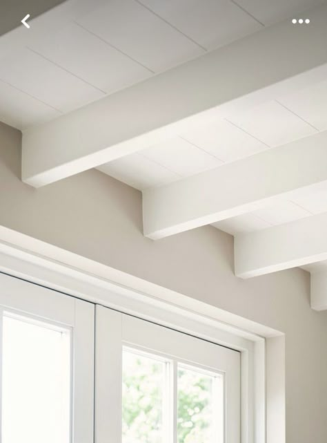 White Timber Ceiling, Beams On Ceiling Living Room, White Beams In Kitchen, White Beam Ceiling, Ceiling Beams White, Beams Painted White, White Ceiling Beams, White Beams Ceiling, Painted Ceiling Beams