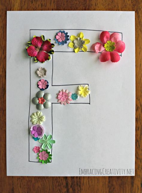 F is for Flower Flowers Activities For Preschool, F For Flower, Preschool Flower Theme, F Is For Flower, Letter E Art, Letter F Craft, Flower Activities, Preschool Letter Crafts, Letter Learning