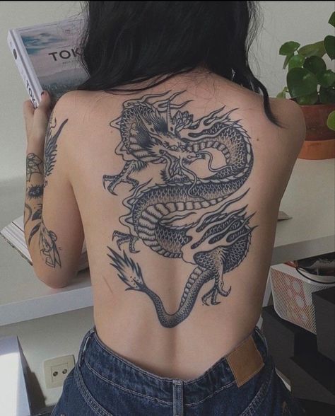 Damaged Soul, Stil Rock, Tato Paha, Woman With Tattoos, Backpiece Tattoo, Tato Naga, Dragon Tattoo For Women, Tato Lengan, Dope Tattoos For Women