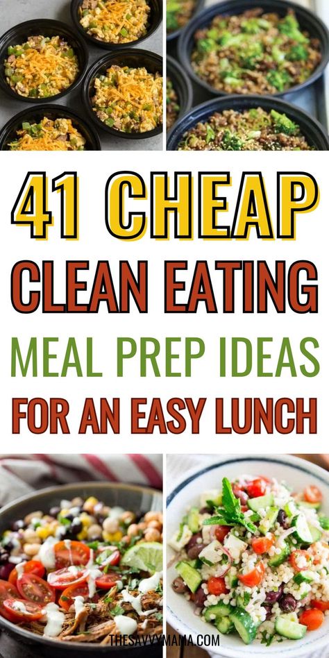 Simplify your week with these 41 cheap clean eating meal prep ideas! Packed with delicious options like salmon, shrimp, and lean meats, these recipes are perfect for an easy, healthy lunch. Plan your weekly meals effortlessly with these affordable and nutritious options that keep you on track with your clean eating goals. Start prepping today for a stress-free week! #CleanEating #MealPrep #EasyLunch #HealthyMeals #WeeklyPrep Easy Clean Meals Quick, Simple Lunch Meal Prep For The Week, Healthy Meal Plans For Family Weekly Menu Clean Eating, Easy Clean Eating Meal Prep, Week Of Clean Eating Meal Plan, Cheap Diet Meal Plan, Whole 30 Meal Prep For The Week, 4 Meals A Day Plan, 1 Week Of Healthy Meals