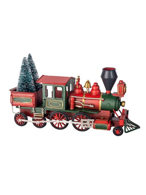 Metal Christmas Train Weston Table Vintage Toy Train, Christmas Train Diy, Christmas Train Decorations, Christmas Train Display, Wood Train Toy, Metal Christmas Decor, Christmas Trunk Or Treat Ideas, Christmas Toy Train, Christmas Trunk Or Treat