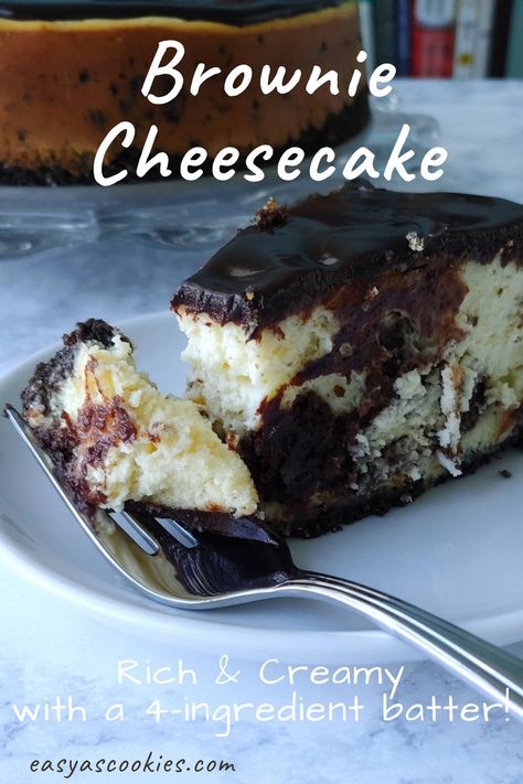 A creamy, versatile homemade brownie cheesecake with a 4-ingredient batter. Make it with leftover brownies, or mix it up by adding candy instead! #cheesecake #brownies #foodsilike Leftover Brownies, Homemade Brownie, Brownie Cheesecake, Chocolate Fudge Cake, Homemade Brownies, Cheesecake Brownies, Easy Comfort Food, Best Comfort Food, Food Favorites