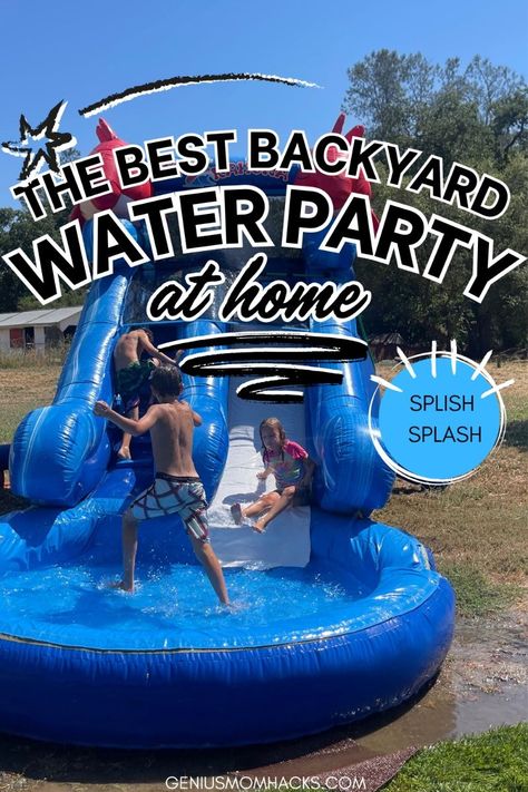 THE BEST Water party ideas to throw a perfect summer birthday party #water #kidsactivities #summerfun #games. Go for more info 👉https://whispers-in-the-wind.com/top-pool-games-for-kids-fun-and-exciting-water-activities/?kids143 Backyard Slip And Slide Party, Splash Theme Birthday Party, Slip And Slide Party Ideas, Splish Splash Party Ideas, Summer Water Party, Backyard Splash Party, Outdoor Water Birthday Party Ideas, Backyard Water Party Ideas For Kids, Waterslide Party Ideas