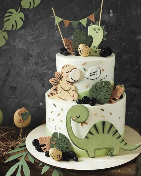 Dinosaur Cake For Boys, Dinosaur Cakes For Boys, Dino Birthday Cake, Dino Cake, Dinosaur Birthday Cakes, Dinosaur Themed Birthday Party, Dino Birthday Party, 1st Birthday Cakes, Baby Boy Cakes