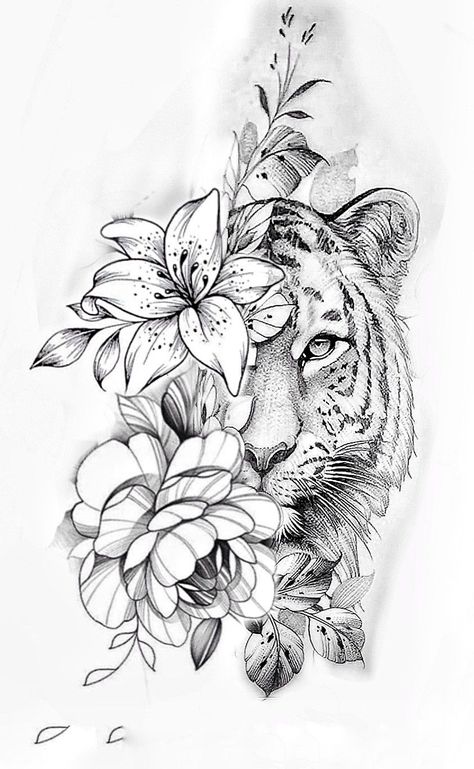 Tiger Leg Sleeve Tattoo, Tiger Leg Sleeve, Mandala Animal Tattoo, Animal Thigh Tattoo, Sleeve Tattoo Women, Tiger Tattoo Thigh, Side Thigh Tattoos Women, Animal Tattoos For Women, Side Thigh Tattoos