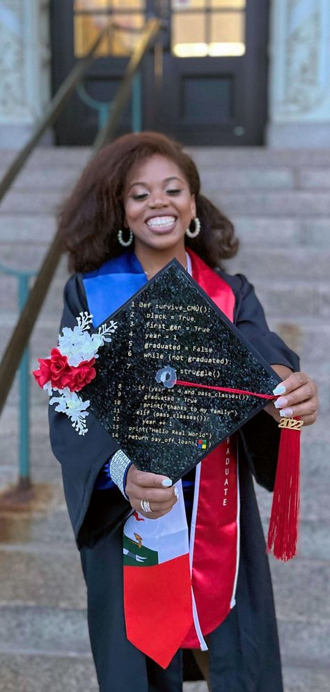 Computer Science Grad Cap Ideas, Graduation Dickie Suit, Mathematics Graduation Cap Ideas, Computer Science Graduation Cap Ideas, Computer Graduation Cap, Computer Science Graduation Party Ideas, Computer Science Photoshoot, Cybersecurity Graduation Pictures, Computer Science Grad Cap