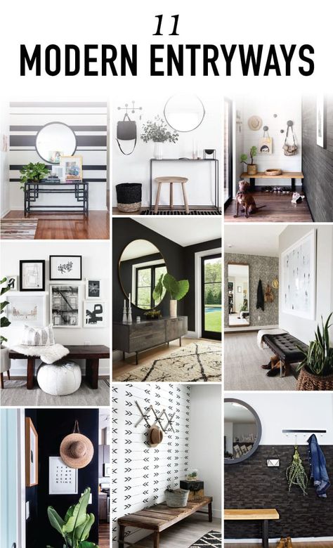 The modern entryway decor ideas in these 11 entry's are gorgeous and minimal. Perfect for a small front entrance, these ideas would be great to steal and to put in your home. Entryway Decor Modern, Modern Entryway Decor, Foyer Ideas Entryway, Contemporary Hallway, Vstupná Hala, Modern Foyer, Entryway Decor Ideas, Modern Entry, Modern Entrance