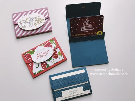 Stampin Up - Anleitung - Tutorial - Gutscheinkarte - Gutschein - Verpackung - Quer♥ StempelnmitLiebe Top Note Die Ideas, Cd Card, Useable Gifts, Gift Card Holder Diy, Stampin Up Anleitung, Gift Cards Money, Idee Cricut, Christmas Gift Card Holders, Diy Gift Card