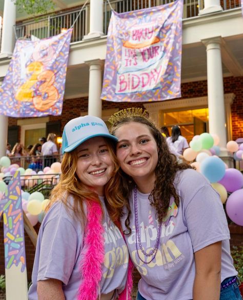 party like it’s your bid day! 🥳🧁💕✨welcome home pc ‘23! #gtalphagam #alphagammadelta | Instagram Party Like Its Your Bid Day Theme, Alpha Gamma Delta Bid Day, Party Like Its Your Bid Day, Birthday Bid Day Theme, Birthday Bid Day, Recruitment Themes, 2023 Party, Alpha Gam, Bid Day Themes