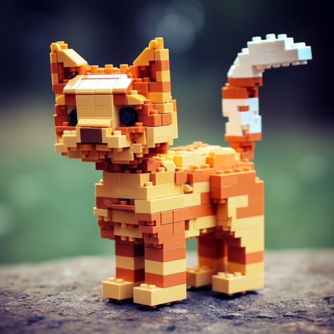 Lego Cute, Lego Dog, Lego Mosaic, Pirate Cat, Lego Display, Lego Animals, Lego Activities, Lego Craft, Lego Worlds