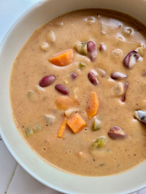 Vegan Bean Soup, Gf Soup, Kidney Bean Soup, Cream Soups, Vegan Bean, Beans Vegetable, Coconut Milk Soup, Savory Treats, Bean Soup Recipe