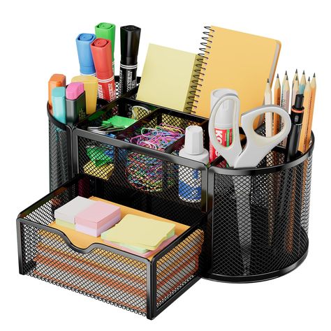 Home Study Design, Desk Caddy, Pencil Organizer, Stationary Supplies, Office Supply Organization, Desk Organization Office, Supplies Organization, Work Organization, Home Office Organization