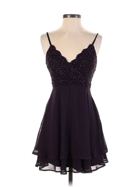 Extraordinary Cocktail Dress Size: 3 Purple Dresses - used. 100% Polyester, Party, Sweetheart, Short, Sleeveless | Extraordinary Cocktail Dress - Party: Purple Dresses - Used - Size 3 Purple Dress Hoco, Dark Purple Dress Short, Dark Purple Hoco Dress, Purple Hoco Dress, Black And Purple Dress, Purple Dress Short, Purple Hoco, Dark Purple Dress, Dark Purple Dresses