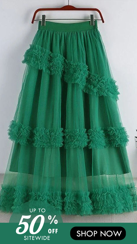 10% off first order Free shipping on orders over $100 Different Skirt Styles, Tulle Skirts Outfit, Tulle Midi Skirt, Rock Outfit, Ruffles Fashion, Spring Skirts, Elegant Skirt, Line Skirt, Asymmetrical Skirt