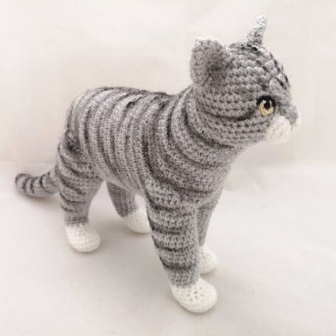 Kat Haken, Crocheted Cat, Crochet Dog Patterns, Crochet Cat Pattern, Cat Amigurumi, Pola Amigurumi, Crochet Animals Free Patterns, Jack Russel, Crochet Amigurumi Free