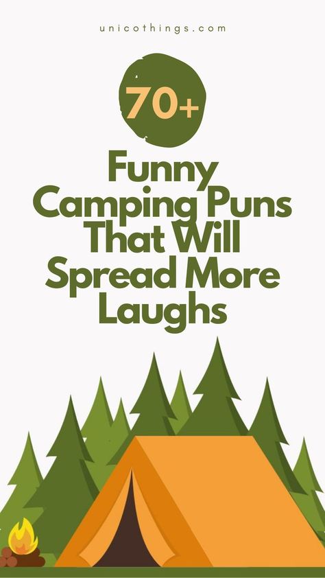 Ignite the laughter around the campfire with these funny and hilarious camping puns that will have you roaring with laughter. Camping Puns, Witty Comebacks, Double Entendre, Funny Camping, Around The Campfire, Cute Jokes, Camping Humor, Funny Captions, Smile On