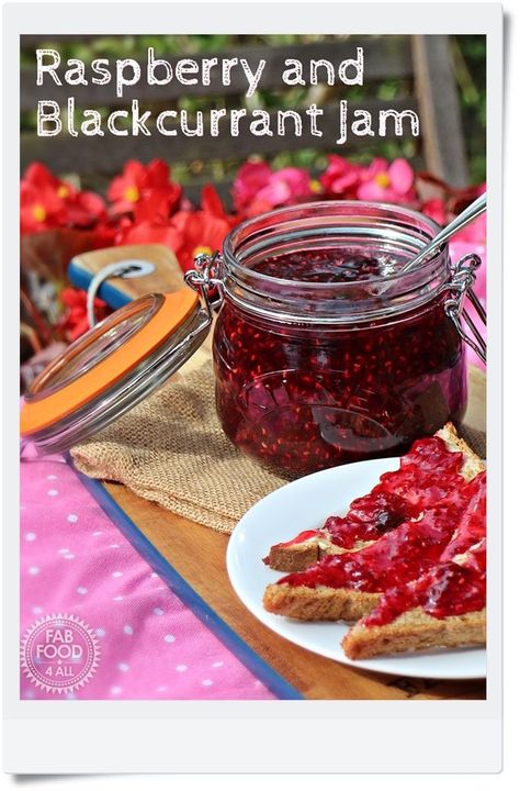 Raspberry and Blackcurrant Jam is a delicious summery jam. This no-pectin recipe is a great way to preserve a glut of raspberries and blackcurrants! #raspberryjam #blackcurrantjam #raspberryjamrecipe #blackcurrantjamrecipe Blackcurrant Jam, Currant Recipes, Pectin Recipes, Raspberry Jam Recipe, Hamper Ideas, Jam And Jelly, Jam Recipe, Christmas Hamper, Black Currant