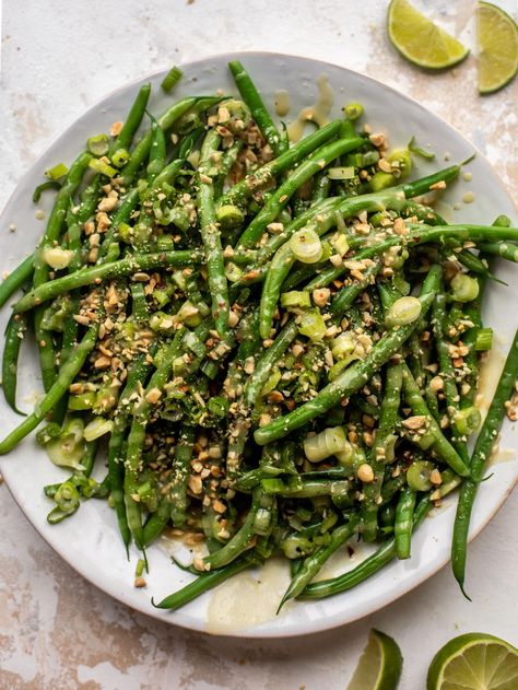 Green Bean Crunch Salad with Peanut Vinaigrette Peanut Crunch Salad, Grill Burgers, Peanut Crunch, Crunch Salad, Green Bean Salads, Holiday Snacks, Bean Salad, Green Bean, Edible Plants