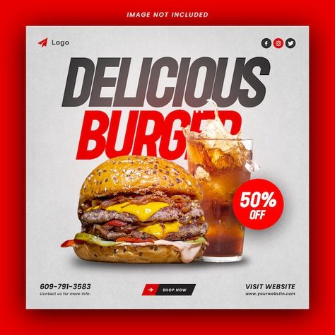 Fast food restaurant post design templat... | Premium Psd #Freepik #psd #food #deal #restaurant #sandwich Restaurant Post Design, Delicious Burgers, Fast Food Restaurant, Food Restaurant, Post Design, Design Template, Restaurant, Design