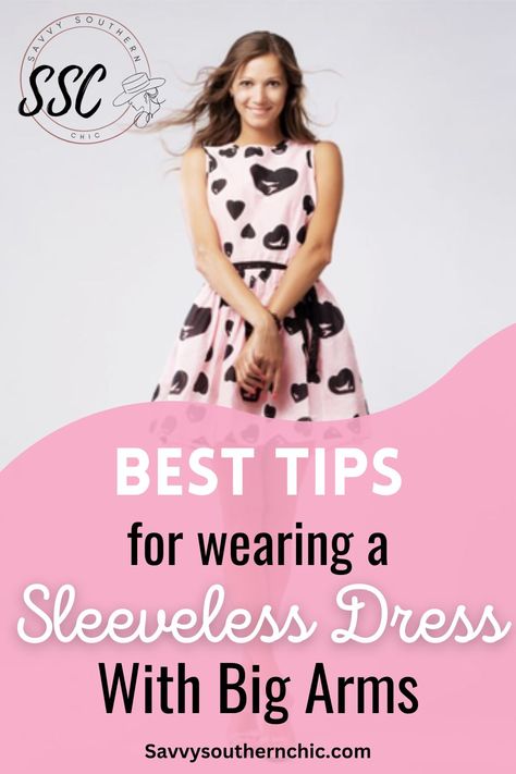 If you’re wondering how to wear a sleeveless dress with fat arms, we’ve compiled some expert-backed tips and tricks that’ll give your arms a slimming effect and make you look and feel your absolute best! Tips for women over 40 and plus size tips for wearing sleeveless arms and dresses. Sleeveless dresses can easily become part of your summer style. Get the skinny on hiding armpit fat in a sleeveless dress. What To Wear With Maxi Dress, Large Arms Outfit, How To Wear A Sleeveless Dress, Arm Cover Up For Sleeveless Dress, How To Style A Sleeveless Dress, Dress For Fat Belly Women, Thick Arms Outfit, Slim Dress Outfit, Fat Arms Outfit