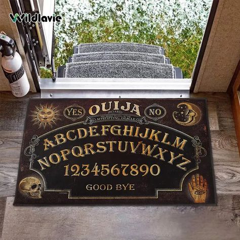 Ouija Skull Halloween Doormat Mysterious Decorative Bath Mat - Temu Halloween Entryway, Halloween Doormat, Halloween Door Mat, Monochrome Design, Skull Halloween, Ouija Board, Gothic Decor, Indoor Outdoor Rug, Spooky Decor