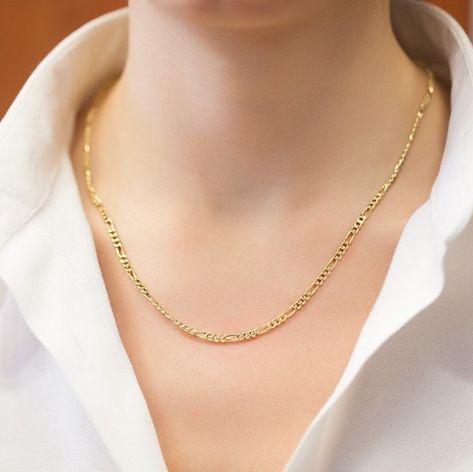 14k Real Yellow Gold Figaro Chain Necklace, 2mm 3mm 4mm 5mm 6mm Royal Figaro Link Chain #etsy #figarochain #figarogoldchain #goldfigarochain #14kfigarochain #figaroroyalchain #giftforher Gold Figaro Chain, Figaro Chain Necklace, Solid Gold Chains, Unisex Necklace, Figaro Chains, Figaro Chain, Men Jewelry, Layered Jewelry, Jewelry Business