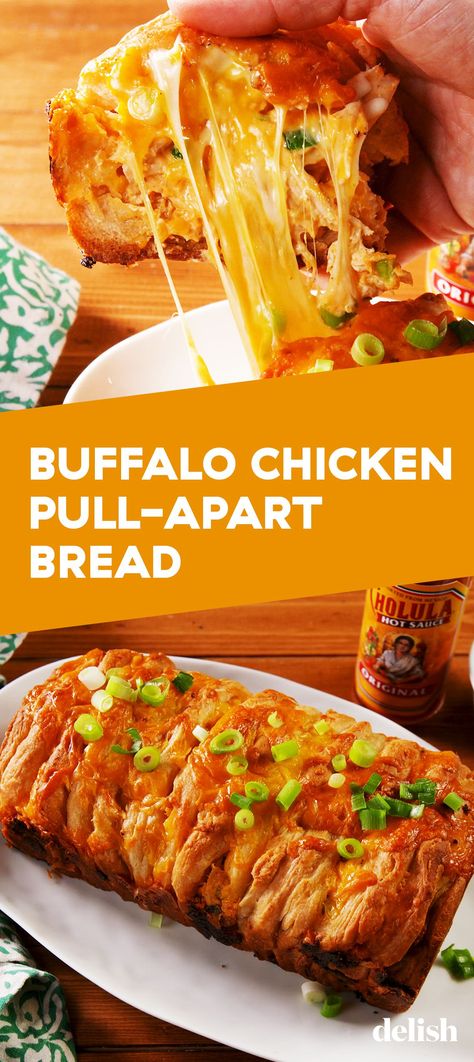 Chicken Pull Apart Bread, Buffalo Chicken Bread, Pull Apart Cheese Bread, Cholula Hot Sauce, Bread Pull Apart Recipes, Chicken Dip Recipe, Buffalo Chicken Dip Recipe, Chicken Dip, Bread Appetizers