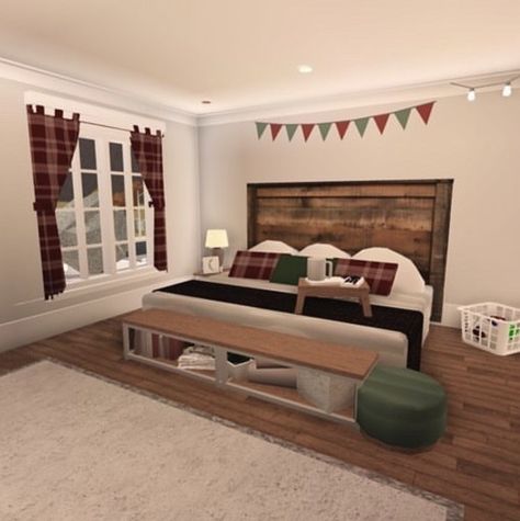 Christmas Room Bloxburg, Bloxburg Winter House Interior, Bloxburg Christmas Bedroom Ideas, Bloxburg Christmas Room, Christmas Bedroom Bloxburg, Bloxburg Christmas Bedroom, Bloxburg Christmas House, Bloxburg Christmas, Bloxburg Rooms