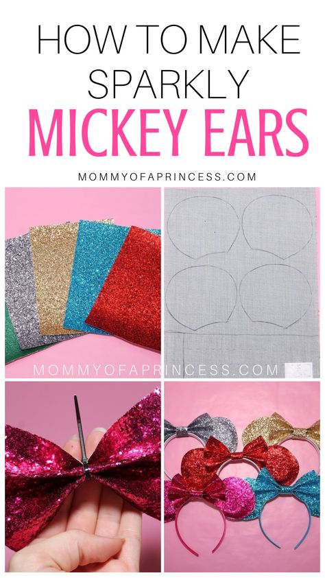 Mickey Ears Template, Diy Mickey Mouse Ears, Diy Disney Ears, Disney Ears Headband, Disney Diy Crafts, Diy Mickey Ears, Disney Cute, Disney Mouse Ears, Minnie Mouse Headband