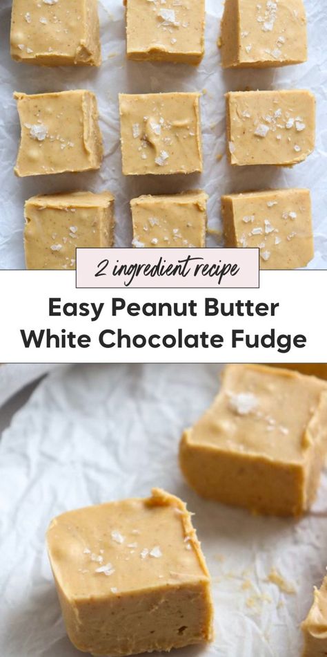 This easy recipe for peanut butter fudge is the best. Made with white chocolate chips and creamy peanut butter, this white chocolate peanut butter fudge needs no frosting. It's perfect for anyone who loves homemade sweets and is simple to prepare. Easiest Fudge Recipe, Peanut Butter And White Chocolate, Easy Peanut Butter Fudge, White Chocolate Peanut Butter, Peanut Butter White Chocolate, Peanut Butter Protein Bars, Peanut Butter Fudge Easy, 2 Ingredient Recipes, White Chocolate Recipes