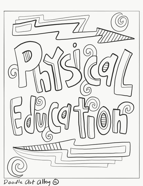 Subject Cover Pages Coloring Pages - Classroom Doodles Project File Cover Ideas Physical Education, Physical Education File Cover Decoration, Pe Project Cover Page Ideas, Physical Education Cover Page, Physical Education File Cover, Physical Education Project Cover Page, Physical Education Poster, Class Printables, Classroom Doodles