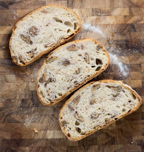 Overnight Artisan Walnut Bread • The Curious Chickpea Yeast Bread Rolls, Walnut Bread Recipe, Walnuts Recipe, Bread At Home, Walnut Bread, Dutch Oven Recipes, Vegan Bread, Savory Vegan, Bread Bun