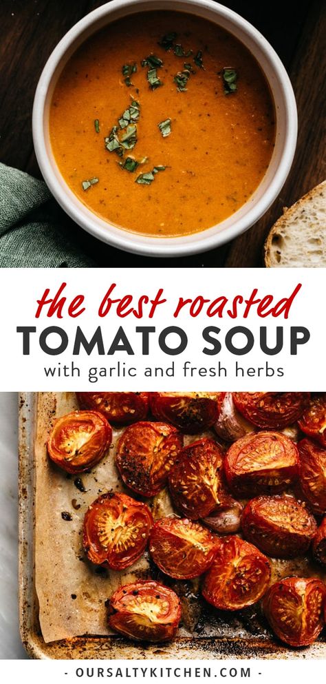 Easy Homemade Soups, Tomato Soup Homemade, Summer Soup, Roasted Tomato Soup, Homemade Soup Recipe, Tomato Soup Recipes, Roasted Tomato, Sopot, Manchego