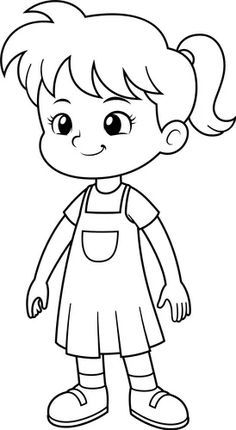 Outline Images Drawings, Cartoon Images For Drawing, Easy Human Drawings, Cartoon Kids Drawing, Girls Cartoon Drawing, Outline Of A Girl, Simple Cartoon Drawings, Animals Drawing For Kids, Simple Girl Drawing