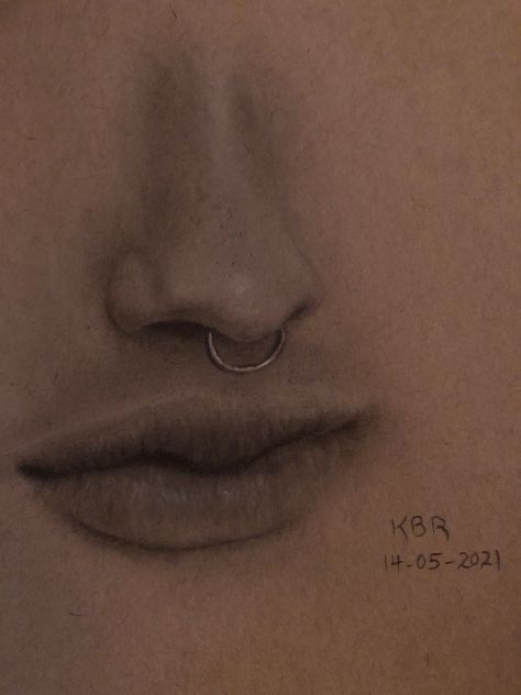 Nose Drawing With Piercing, Nose Piercing Drawing, Piercing Drawing, Draw Nose, Face Anatomy, Nose Drawing, Nose Piercing, Life Drawing, Anatomy