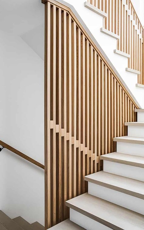 Mcm Railing, Morrison Interiors, Brandon Architects, Hardy Plank Siding, Storage Staircase, Led Stair Lights, Mcm Living, Handrail Design, Stair Lights