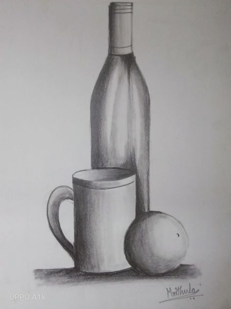 Still Art Sketches, Beginner Still Life Drawing, Still Life Drawing Pencil Shading, Still Life Pencil Shading Sketch, Pencil Art Still Life, Still Life Pencil Shading Easy, Easy Still Life Drawing Pencil Sketch, Still Life Drawing Pencil Objects, Still Life Sketch Easy