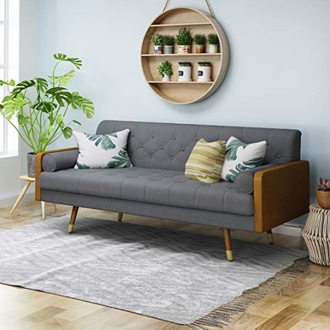 Amazon.com: Christopher Knight Home 305139 Aidan Mid Century Modern Tufted Fabric Sofa, Gray,: Gateway Modern Tufted Sofa, Furnitur Ruang Keluarga, Sofa Blue, Grey Fabric Sofa, Sofa L, Modern Sofa Set, Set Sofa, Mid Century Modern Sofa, Mid Century Sofa