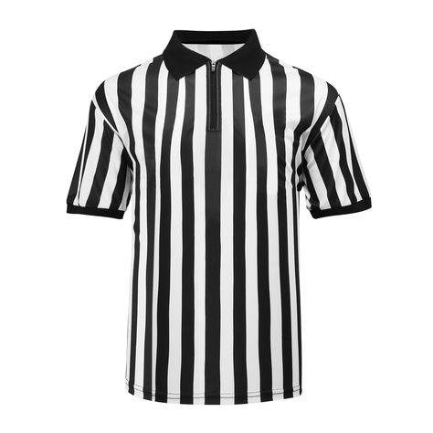 PRICES MAY VARY. High Quality Referee Shirt: 100% polyeste lightweight, sweat-wicking, comfortable material that keeps you cool throughout the game, work or halloween costume event Pro-Style: 1”classic vertical black & white stripe for professional look.Men referee shirts suits for to football and basketball referees of all levels Zipper Design: The referee jersey with Zipperclosure easy to pull on,soft ribbed cuffs and collar for no chafe,making it the perfect choice for Halloween referee costu Football Halloween, Referee Costume, Referee Shirts, Dressup Party, Football And Basketball, Womens Football, Costume Outfits, Athletic Fits, Halloween Costume