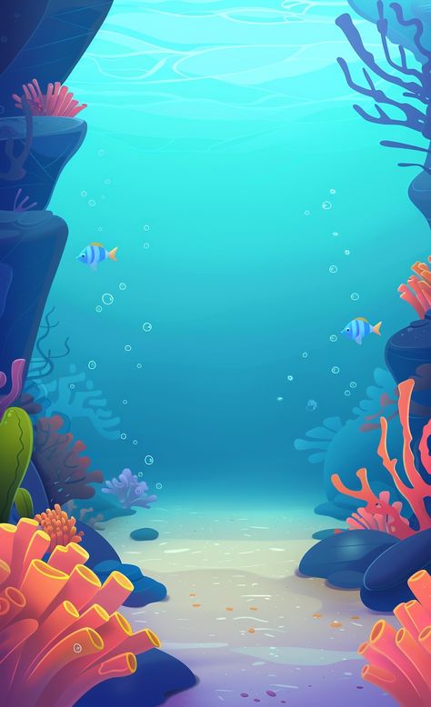 Image Sea Theme Background, Ocean Illustration Underwater, Ocean Background Underwater, Ocean Concept Art, Tema Poster, Simple Background Hd, Ocean Template, Under The Sea Background, Background Canva