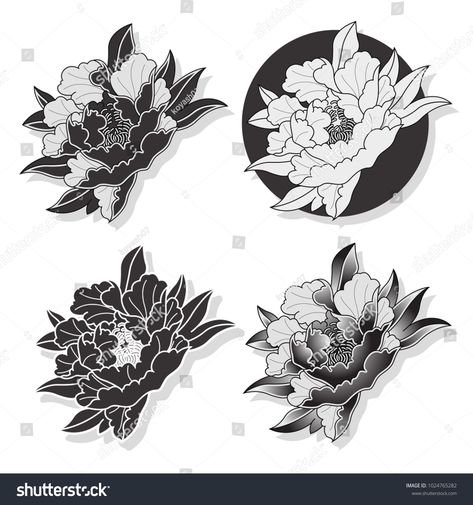 Vector Black Peony Traditional Japanese Tattoo Art Design Set #Ad , #AFFILIATE, #Peony#Traditional#Vector#Black Japanese Peony Tattoo, Tattoo Japonais, Black Flowers Tattoo, Tattoo Art Design, Bodysuit Tattoos, Traditional Japanese Tattoo, Hanya Tattoo, Japanese Flower Tattoo, Traditional Tattoo Flowers