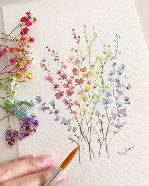 My dream is to have a garden full of these colorful flowers 💐🌸🥰 . Double tap if you love journaling! 😍 Use #thepalepaper and follow us to… Drawing Hands, Drawing Flowers, Drawing Faces, Seni Cat Air, Watercolor Flower Art, 수채화 그림, Bullet Journal Art, Journal Art, Diy Watercolor