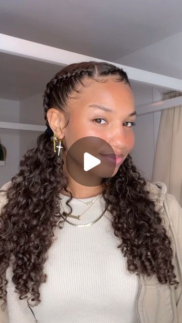 Easy 2 Braids Hairstyles, Two Braids With Curly Hair, 2 French Braids With Weave Curls, Easy Simple Braided Hairstyles, Side Part 2 Braids, Pigtail Braid Hairstyles, Two Low Braids, Cowgirl Braids, Two French Braids With Weave