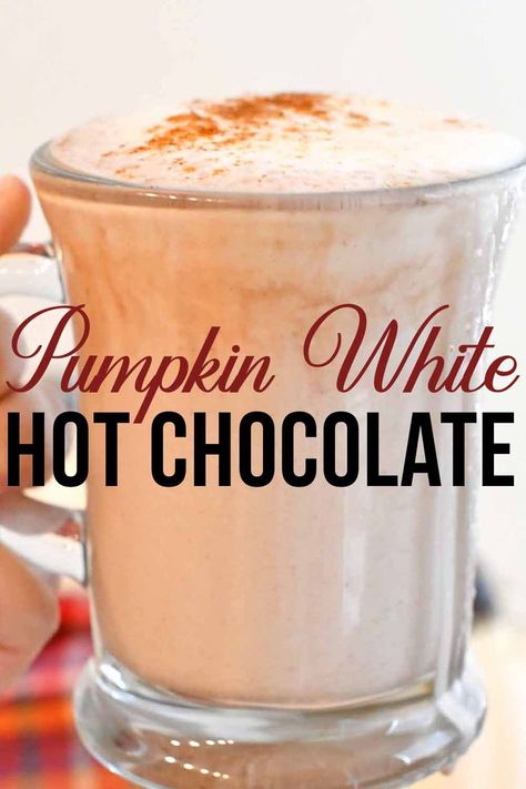 Pumpkin White Hot Chocolate, Fall Hot Chocolate, Chocolate Drink Recipes, Winter Drink Recipes, Pumpkin Hot Chocolate, Hot Chocolate Recipe Homemade, Hot Drinks Recipes, Hot Chocolate Gifts, Chocolate Recipes Homemade