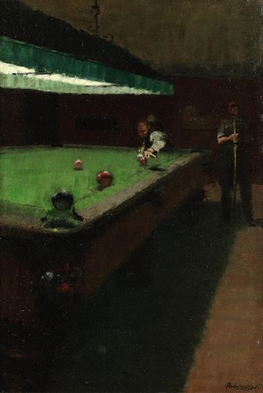 William Brooker Snooker  oil on board  50 x 35cm (19 11/16 x 13 3/4in)  Signed Pool Table Aesthetic, Billards Art, Pool Paradise, Table Painting, 8 Pool, Snooker Table, Pool Halls, Pool Fashion, Social Art