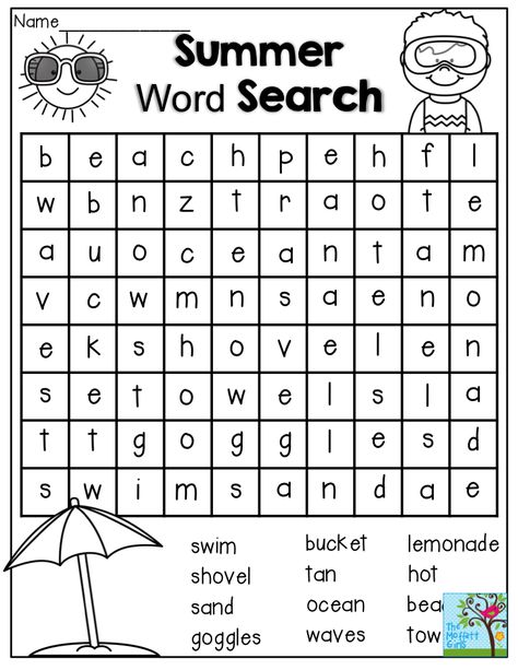 Summer Word Search- a FUN activity for 1st Grade!  Keep your kids learning through the summer break with the Summer Review NO PREP Packets! Winter Worksheets 1st Grade, 1st Grade Word Search, Christmas Printouts, Kindergarten Word Search, Winter Worksheet, Winter Homeschool, Winter Word Search, Summer Review Packet, 3rd Grade Words